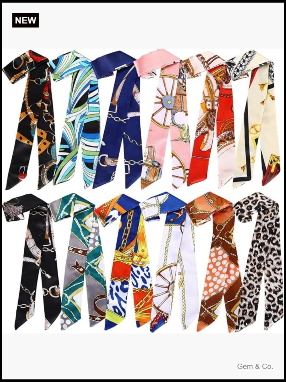 12 Pcs Satin Scarf Set for Hair, Neck, Wrist, Handbag Accessories